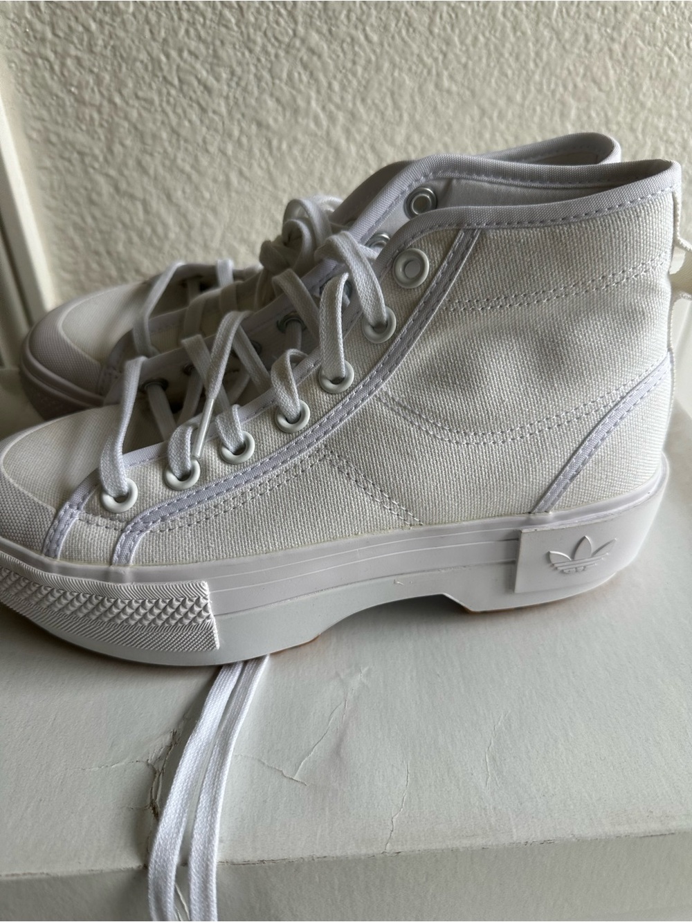 adidas White High-Top Platform Canvas Sneakers